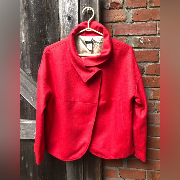 J. Crew Red Pea Coat - Picture 2 of 9